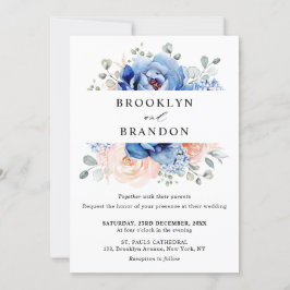 Rosa Blommigten Bröllop Inbjudningar