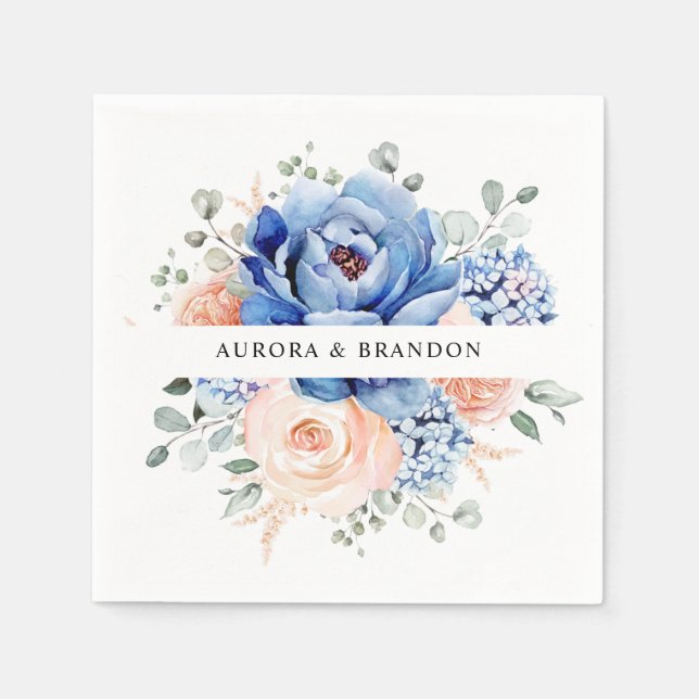  Rosa Blommigten Bröllop Pappersservett (Framsidan)