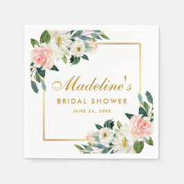 Rosa Blommigten Guld Ram Möhippa Pappersservett