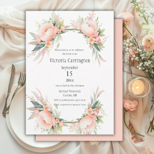 Rosa  Blommigten Ram Möhippa Inbjudningar
