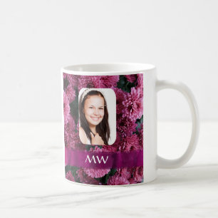 Rosa blommigtpersonligfoto kaffemugg