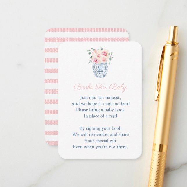 Rosa Blommigts Chinoiserie tar med sig en Bok-baby Tilläggskort (Fram/Back In Situ)