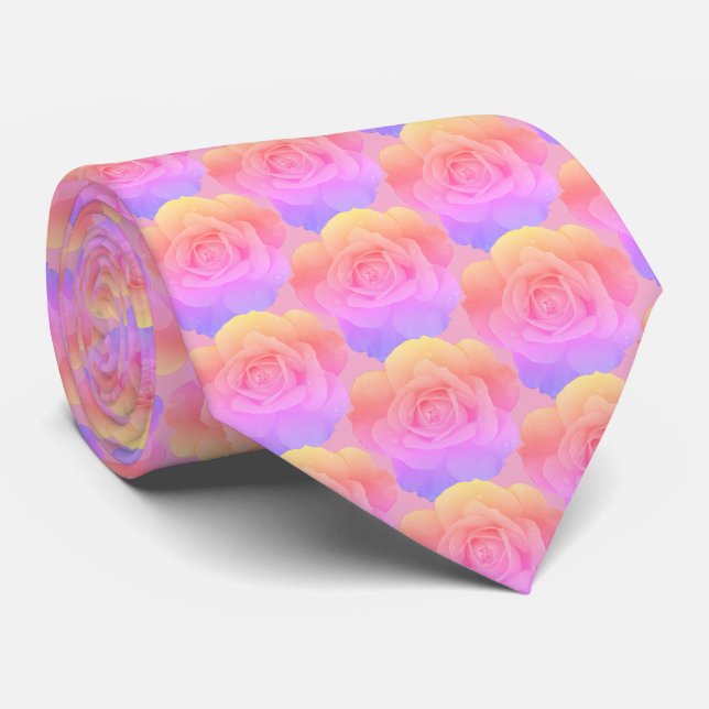 Rosa blommönster Abstrakt present festgåva Slips (Rullad)