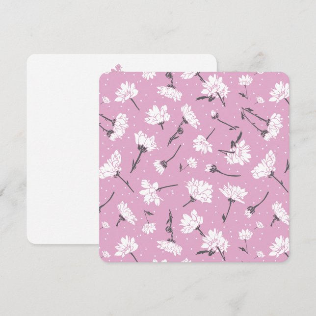 Rosa Blommönster Design - Elegant, färgremsdel Julkort (Fram/baksida)