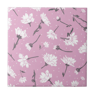 Rosa Blommönster Design - Elegant, färgremsdel Kakelplatta