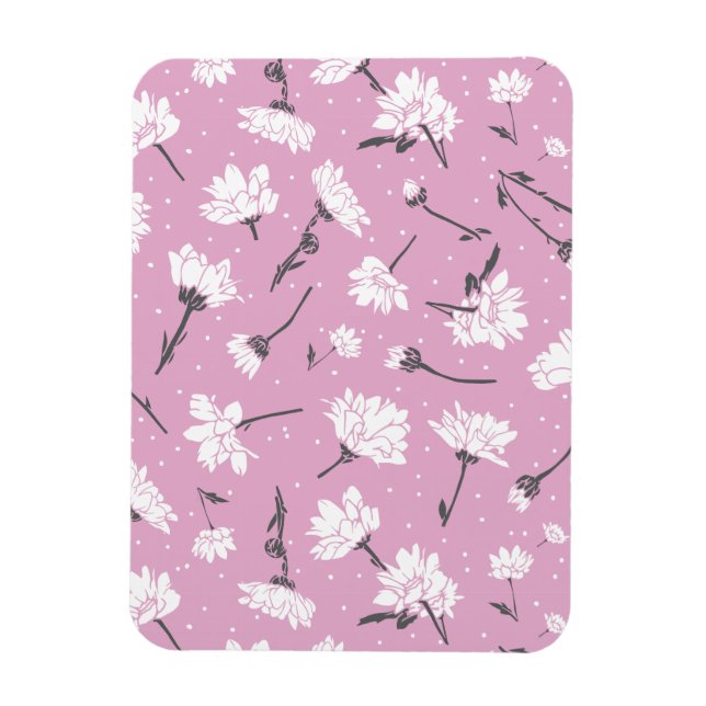 Rosa Blommönster Design - Elegant, färgremsdel Magnet (Vertikal)