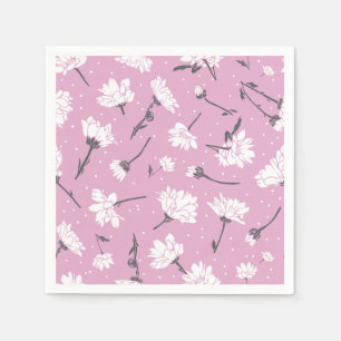 Rosa Blommönster Design - Elegant, färgremsdel Pappersservett