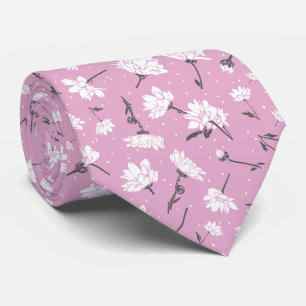 Rosa Blommönster Design - Elegant, färgremsdel Slips