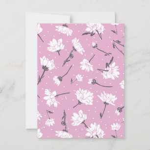 Rosa Blommönster Design - Elegant, färgremsdel Vykort