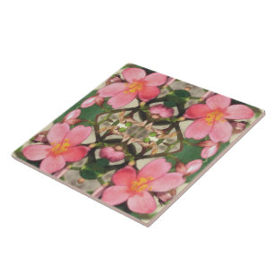 Rosa blommönster kakelplatta