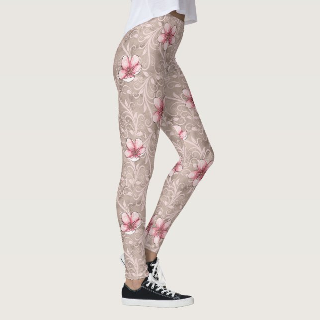 Rosa Blommönster Leggings (Höger)