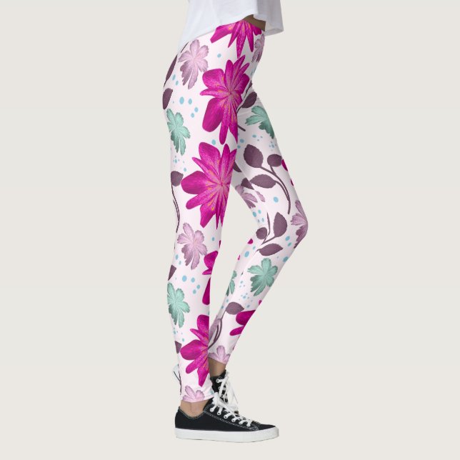 Rosa blommönster leggings (Höger)