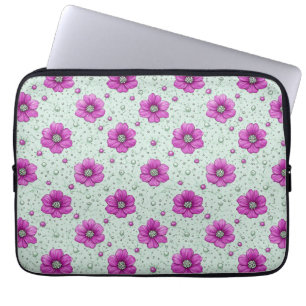 Rosa blommönster med droppar laptop fodral