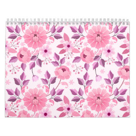 Rosa blommönster med eleganta blomställningar kalender