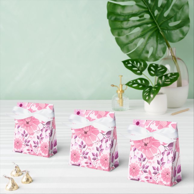 Rosa blommönster med eleganta blomställningar presentaskar (Multipel)