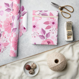 Rosa blommönster med eleganta blomställningar presentpapper