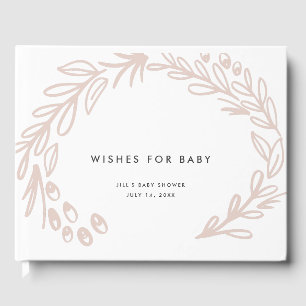 Rosa blommönster önskningar för bebis gästböcker