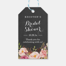 Rosa blommönster på svart tavla | Bröllopsfest tac Presentetikett