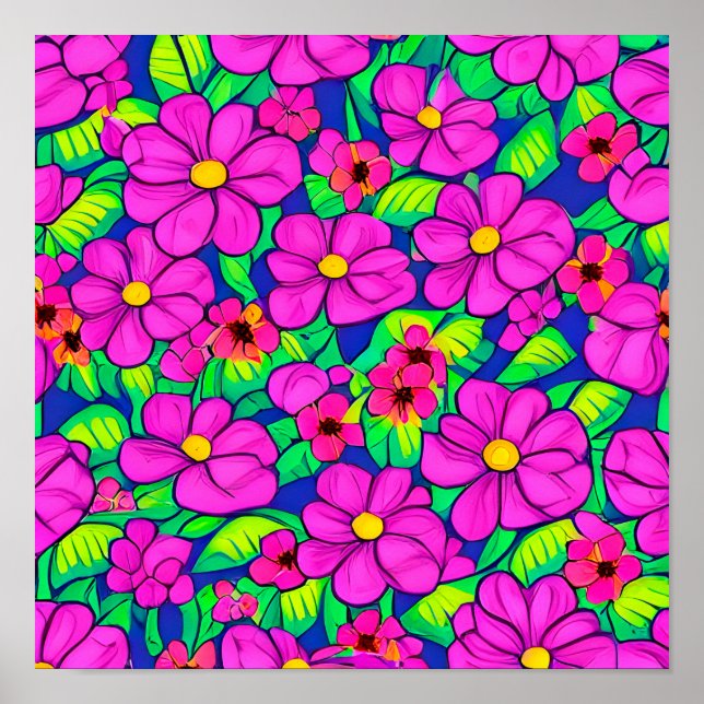 Rosa blommönster poster (Framsidan)