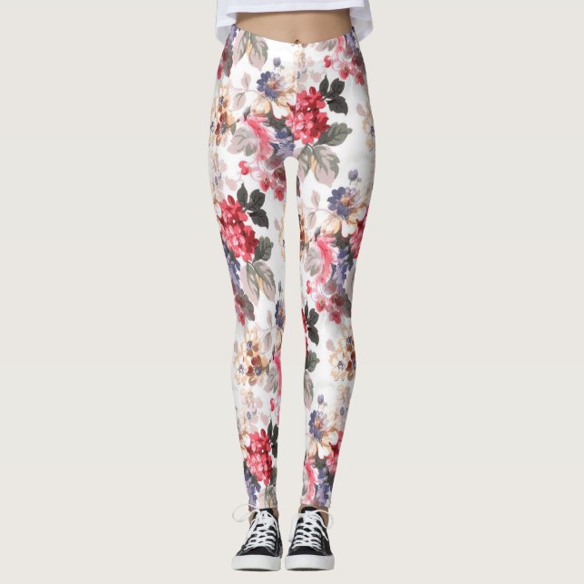 Rosa blommönsterkvinna damasker leggings (Framsida)