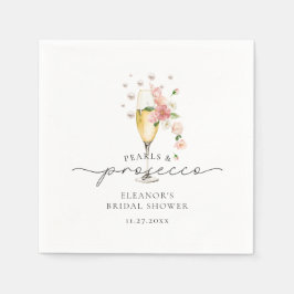 Rosa blommönstrade pärlor & Prosecco bröllopsfest Pappersservett