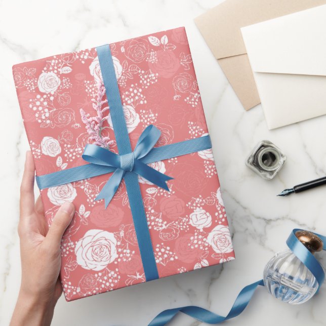 Rosa | Blommönstret Modern och Elegant Presentpapper (Gåvor)
