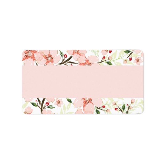 Rosa blommor adressetikett (Framsidan)