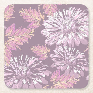 Rosa blommor, akvarell, retro underlägg papper kvadrat