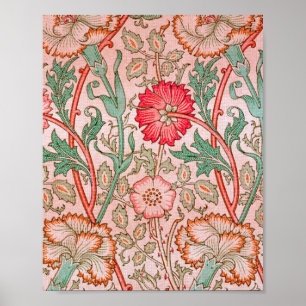 Rosa blommor av William Morris Poster