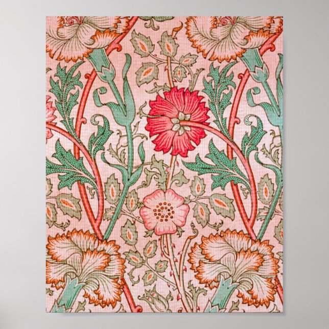 Rosa blommor av William Morris Poster (Framsidan)