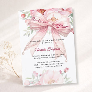 Rosa blommor baby i blom girl Baby Shower Inbjudningar