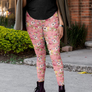 Rosa blommor Blommig akvarell för henne Leggings