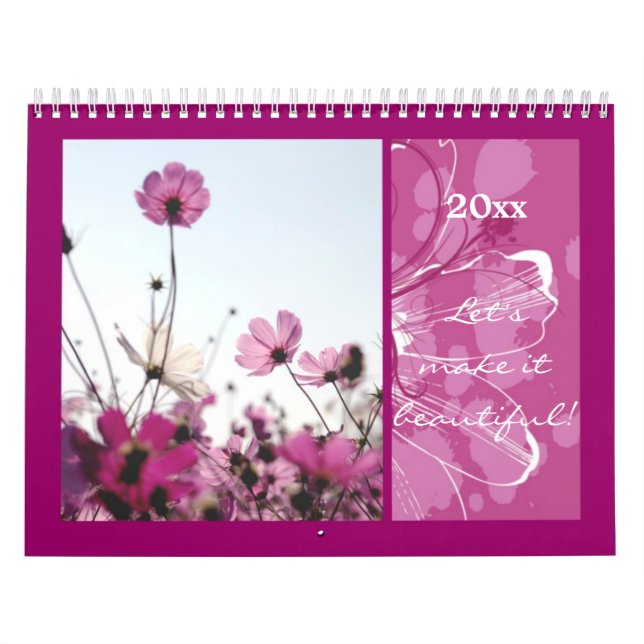 Rosa Blommor blommigt Natur glad helg-designer Kalender (Omslag)