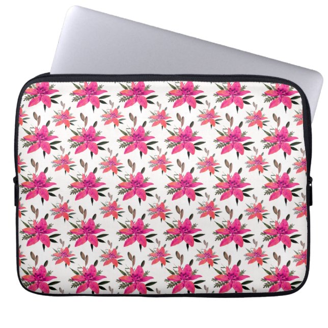 Rosa blommor Blommönsterdesign Laptop Fodral (Framsidan)
