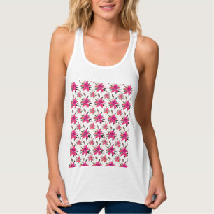 Rosa blommor Blommönsterdesign Linne Med Racerback
