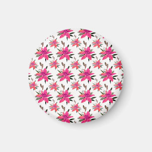 Rosa blommor Blommönsterdesign Magnet