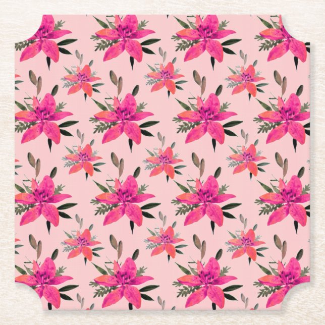 Rosa blommor Blommönsterdesign Underlägg Papper (Framsida)