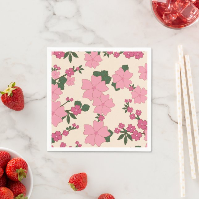 Rosa blommor, blomster mönster, mönster av blommor pappersservett (Insitu)