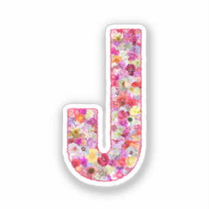 Rosa blommor Botanisk monogram bokstav J för henne Klistermärken