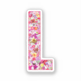 Rosa blommor Botanisk monogram bokstav L för henne Klistermärken