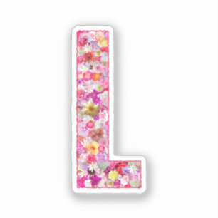Rosa blommor Botanisk monogram bokstav L för henne Klistermärken