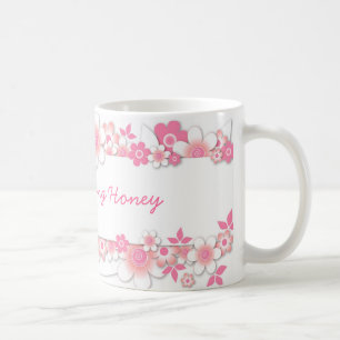 Rosa blommor, bra morgonhonung kaffemugg