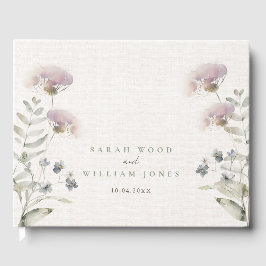 rosa blommor Bröllop Guest Bok