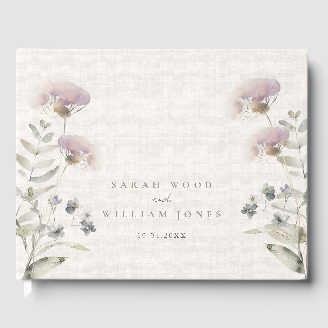  rosa blommor Bröllop Guest Bok (Framsida)