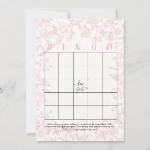Rosa blommor Bröllopsdusch Bingo Kort