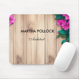 Rosa Blommor, brunt trä Musmatta