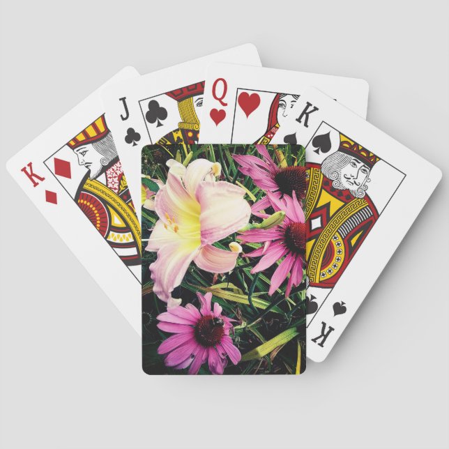 Rosa blommor casinokort (Baksidan)