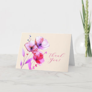 Rosa blommor & Creme, Din logotyp, QR-kod, Företag Tack Kort