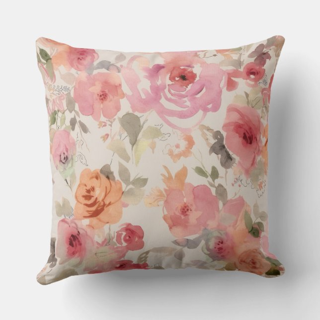 rosa Blommor dekorativ kudde (Baksida)