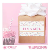 Rosa blommor Det är en tjej - baby shower